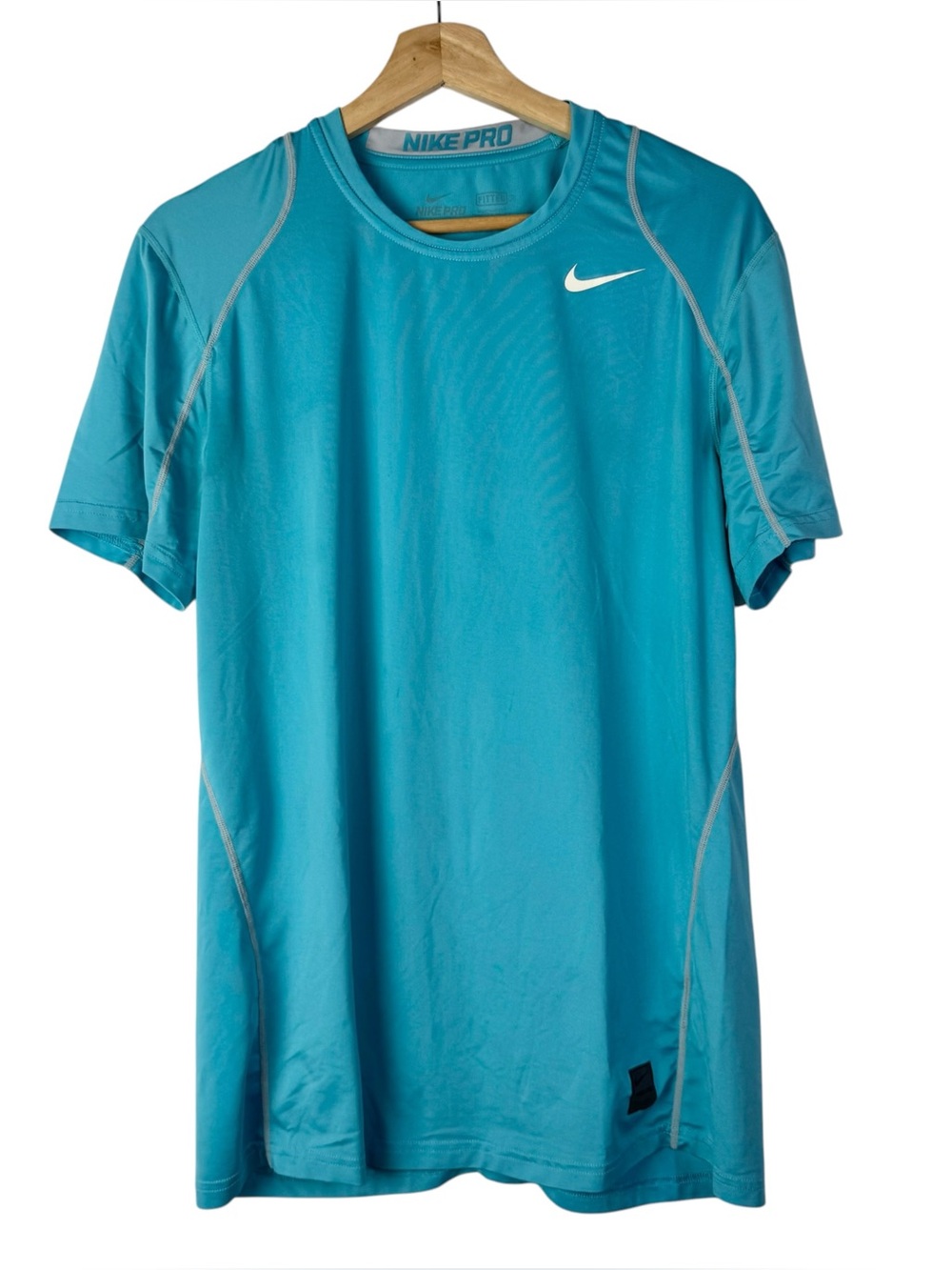 Nike Pro Dri-Fit Bright Light Blue Fitted Short Sleeve Athletic Top M